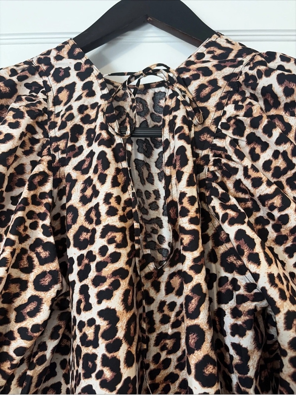 H&M Leopard Print Puff Sleeve Dress - Beige & Brown - Picture 4 of 5